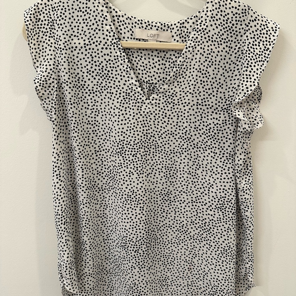 LOFT Black and White Polka Dot Blouse